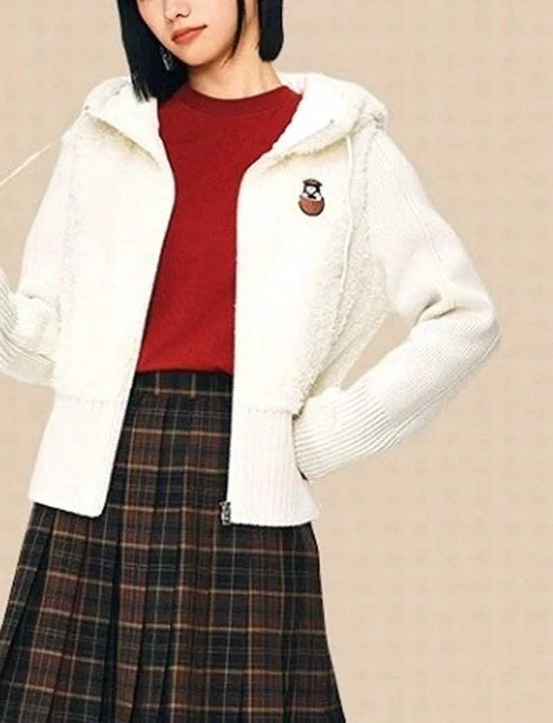 ANTA Knit Fleece Track Top - Lifestyle - CozyWarm Hybrid Hoodie White