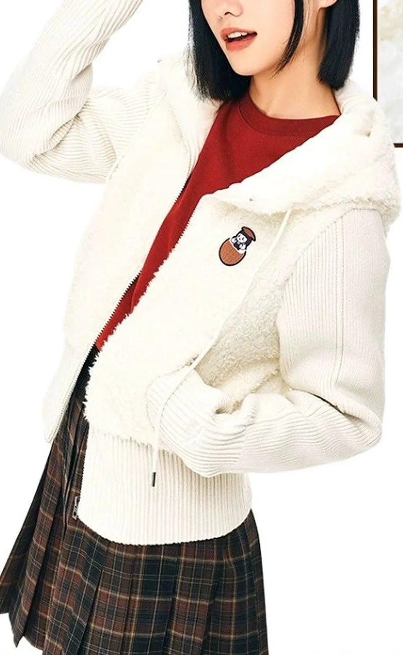 ANTA Knit Fleece Track Top - Lifestyle - CozyWarm Hybrid Hoodie White