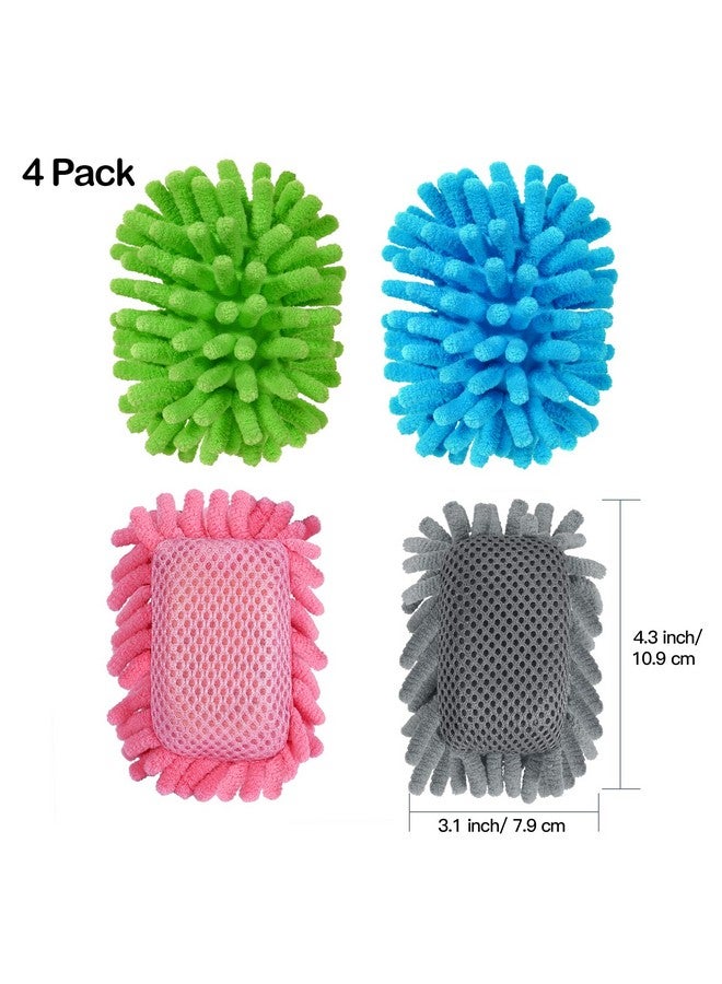 SITHON 4 Pieces Magnetic Microfiber Shag Whiteboard Eraser, Washable Microfiber Shag Dry Erase Board Eraser For Markers, Chalk, Home, Classroom And Office (Gray, Green,Blue And Pink) - Image 2