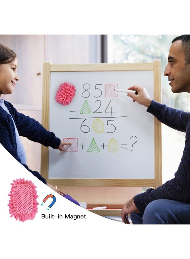 SITHON 4 Pieces Magnetic Microfiber Shag Whiteboard Eraser, Washable Microfiber Shag Dry Erase Board Eraser For Markers, Chalk, Home, Classroom And Office (Gray, Green,Blue And Pink) - Image 1