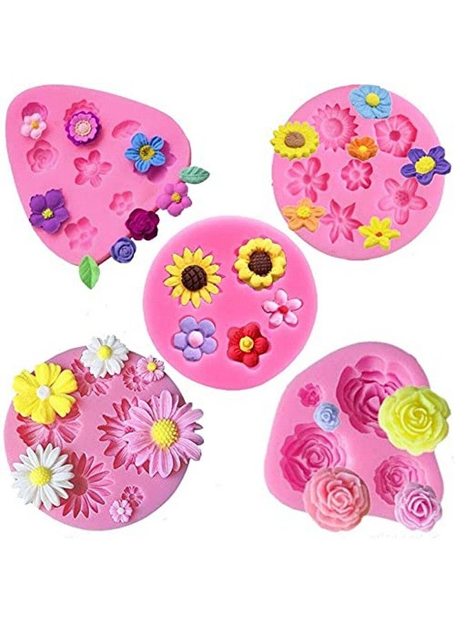 Jubilant Silicone Fondant Cake Molds Daisy Rose Chrysanthemum Flower Candy Choclate Mold for Soap Crafting Projects and Cake Decoration (Color: Pink), 8 x 7 x 1.2 Centimeters - Image 1