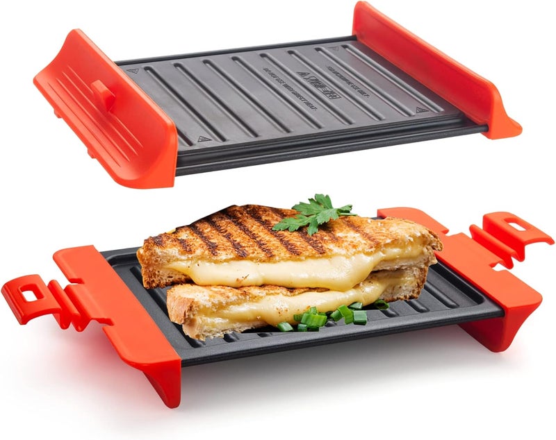 MACONEE Microwave Sandwich maker | Microwave Grill Cheese Maker | Microwave Crisper Toaster Cookware | Panini Press | Cooking Fast and Dishwasher Safe Orange - Image 1