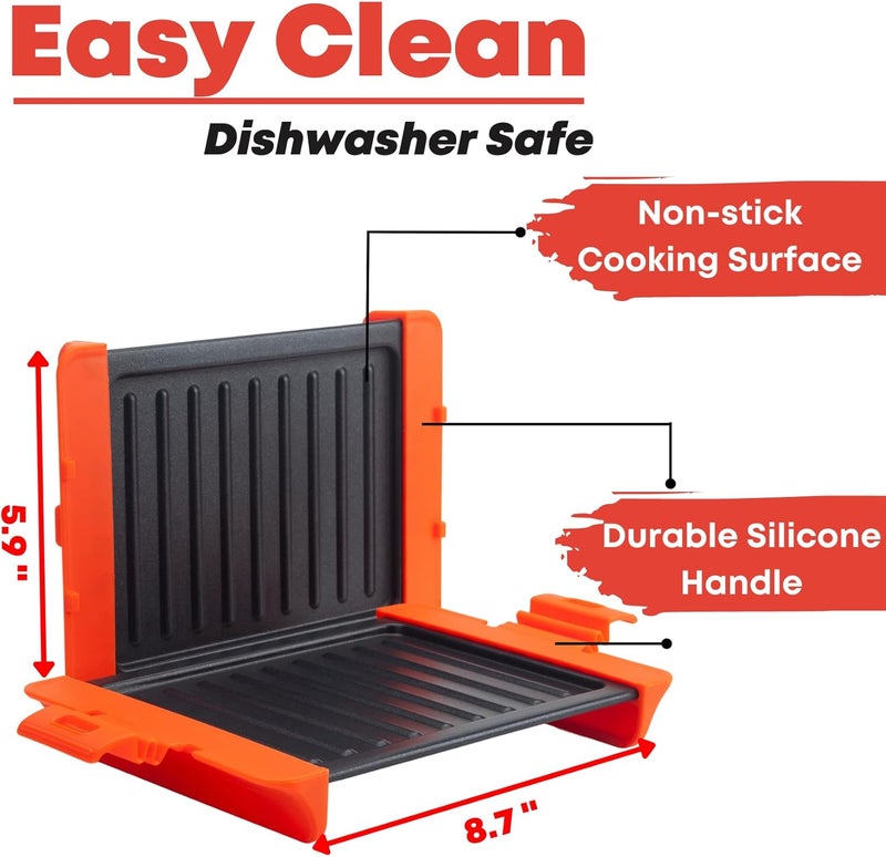 MACONEE Microwave Sandwich maker | Microwave Grill Cheese Maker | Microwave Crisper Toaster Cookware | Panini Press | Cooking Fast and Dishwasher Safe Orange - Image 5