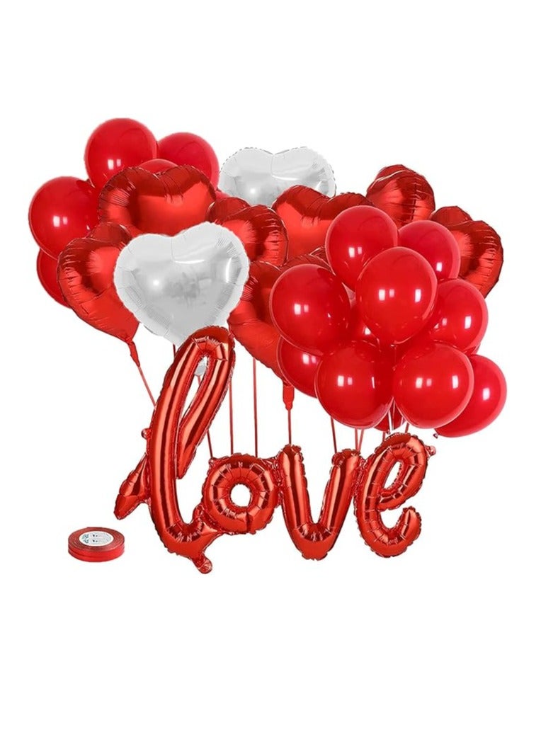 Red Valentine'S Day Balloons 50 Pieces Balloons For Valentine'S Day Decorations, With 4 Helium Heart, Valentine'S Day Decorations Set With Balloons, Love Balloons For Valentine'S Day Decorations - With Love - Image 1