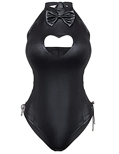 Yuriko Womens Bunny Costume Girl Suit Button Crotch Romper Onesie Bodysuit Cosplay Costume Furry Cat Ear Gloves Socks setBlack XL - Image 5