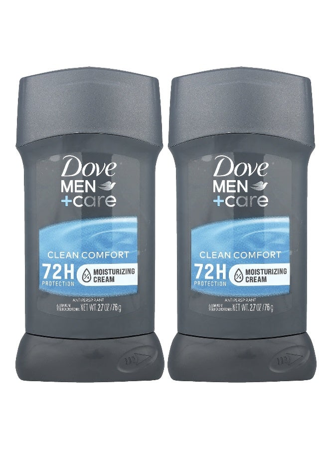 Dove, Men+Care, Antiperspirant Deodorant, Clean Comfort , 2 Pack, 2.7 oz (76 g) Each - Image 1