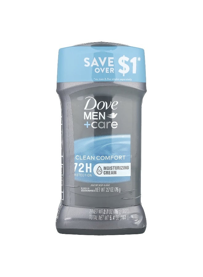 Dove, Men+Care, Antiperspirant Deodorant, Clean Comfort , 2 Pack, 2.7 oz (76 g) Each - Image 2