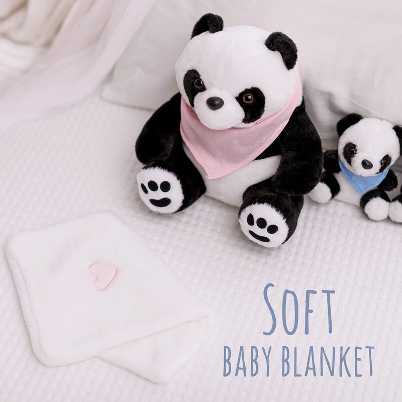 Perfectto Design Panda Stuffed Animal Bear Plush Toy for Girls 5 PCS Set - Mommy, 2 Babies, Bag, Blanket stuffies 3 4 5 Year Old Girl, Little Girls Birthday, Christmas Age 3-9 - Image 5