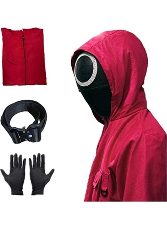Generic Squid Game Cosplay Jumpsuit With Belt+Gloves+Masks - S, 155-165cm  - Image 1