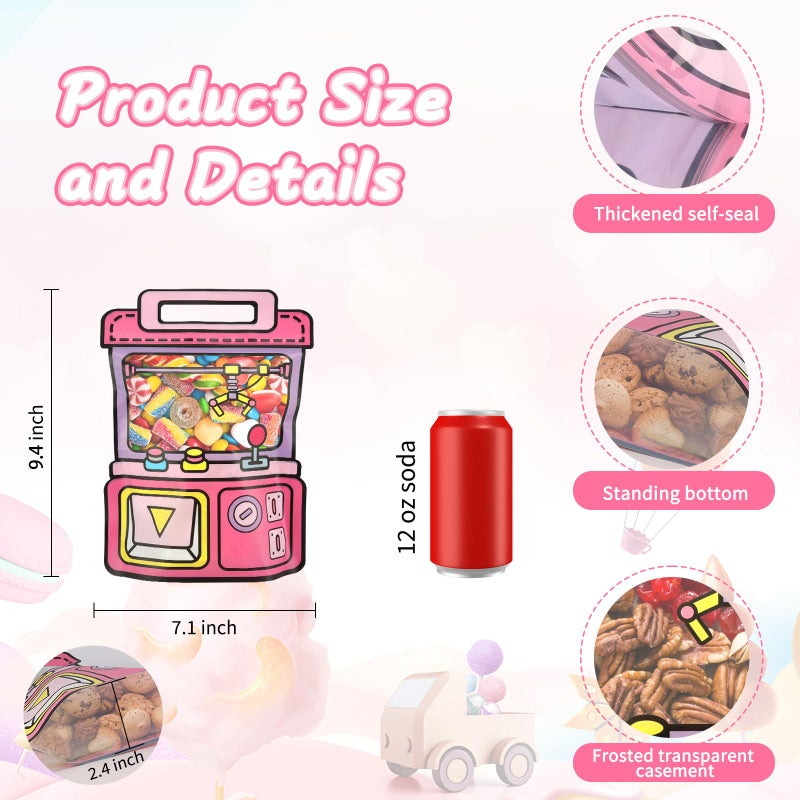 EONSUI 30PCS Plastic Claw Machine Shaped Goodies Bags with Handles for Kids Birthday, Back to School Supplies, Baby Shower, Party, Wedding, Reusable Bulk Gift Wrapper for Candy, Snacks, Chocolate - Image 2