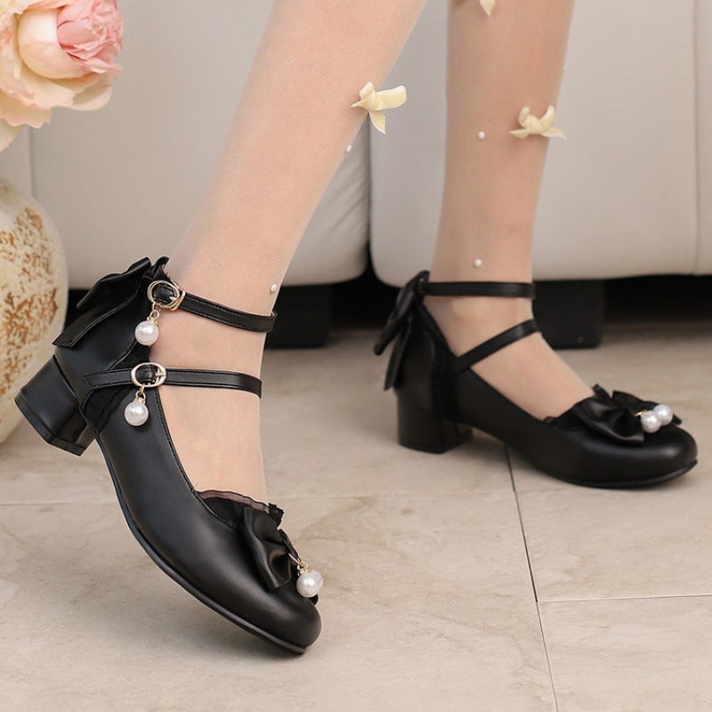 New Girls Shoes Bow Big Children'S Shoes Little Girls Students Performance Shoes High Heeled Princess Shoes Children'S Leather Shoes - Image 5