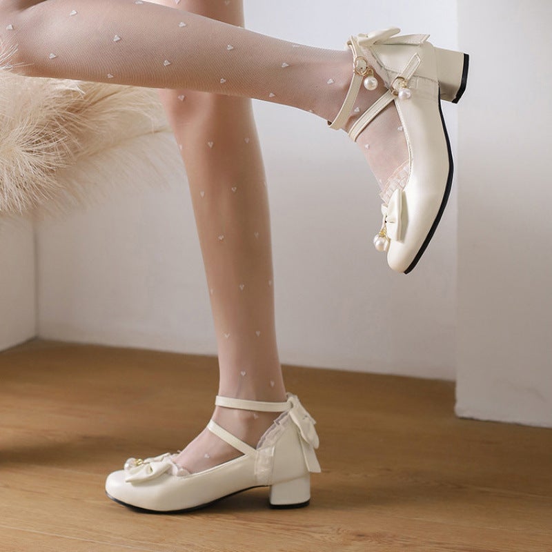 New Girls Shoes Bow Big Children'S Shoes Little Girls Students Performance Shoes High Heeled Princess Shoes Children'S Leather Shoes - Image 4