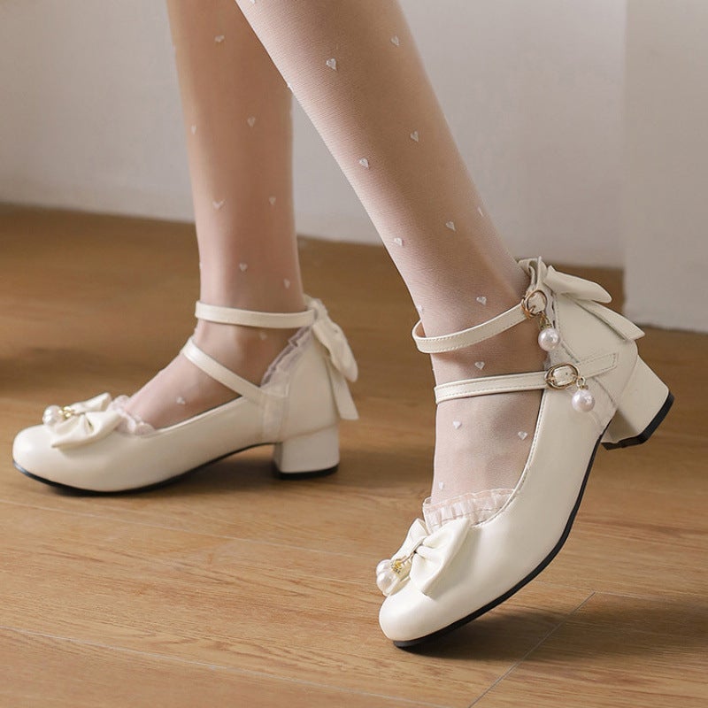 New Girls Shoes Bow Big Children'S Shoes Little Girls Students Performance Shoes High Heeled Princess Shoes Children'S Leather Shoes - Image 2