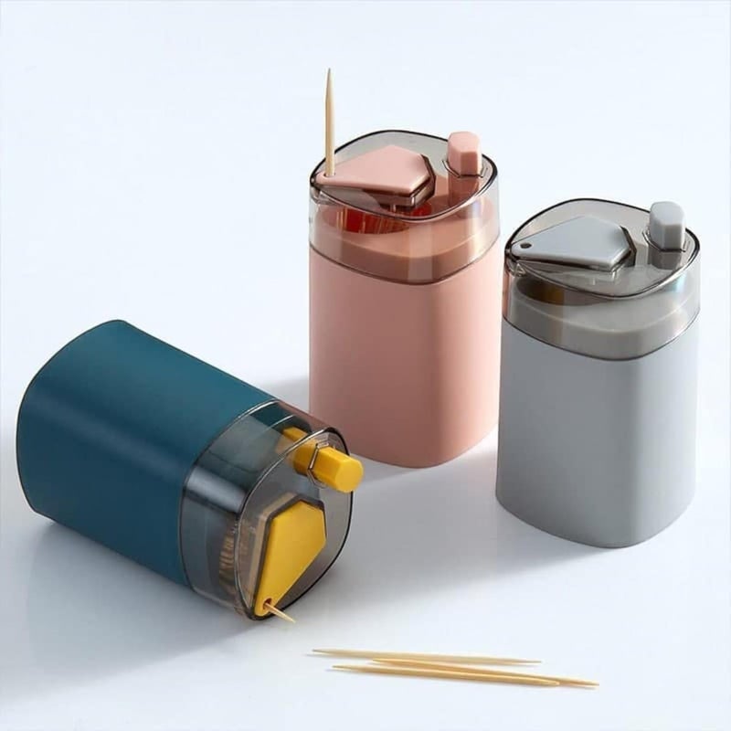 Generic DASTAV Toothpick Holder Dispenser PopUp Automatic Toothpick Dispenser for Kitchen Restaurant Thickening Toothpicks Container Pocket Novelty Sturdy Safe Storage Box Random Color Pack of 1  - Image 2