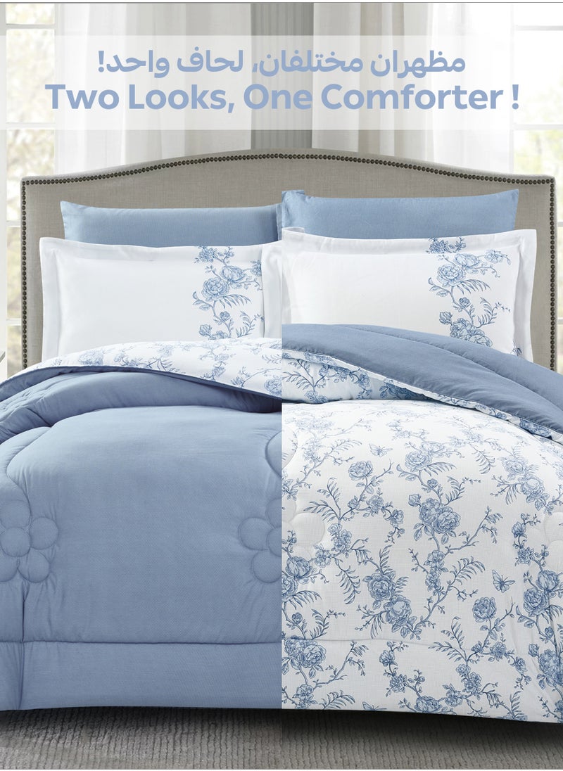 Donetella Bedding Comforter Set Single Size, 4-Pcs Bed Set Fits 120x200 Cms -Printed Bedding Set-All Season- Brushed Microfiber (طقم مفرش سرير فندقي)  - Image 5
