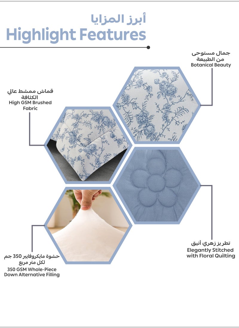 Donetella Bedding Comforter Set Single Size, 4-Pcs Bed Set Fits 120x200 Cms -Printed Bedding Set-All Season- Brushed Microfiber (طقم مفرش سرير فندقي)  - Image 4