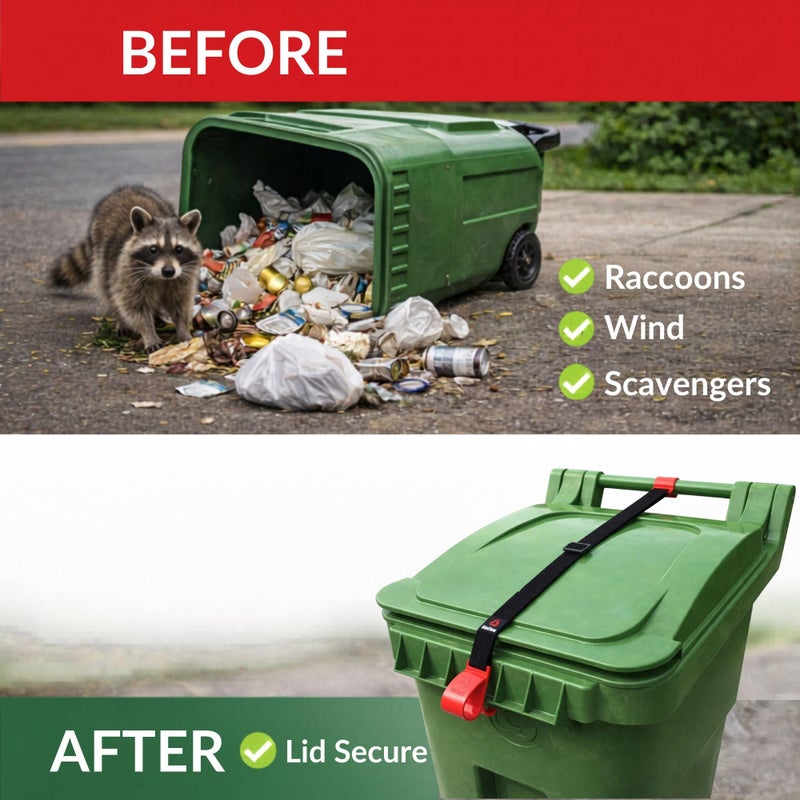 BinClaw Trash Can Lock for Animals Raccoon Proof Garbage Can Lock, Keeps Raccoons & Animals Out of Trash Bins, Heavy Duty Outdoor Lid Lock System - Image 2