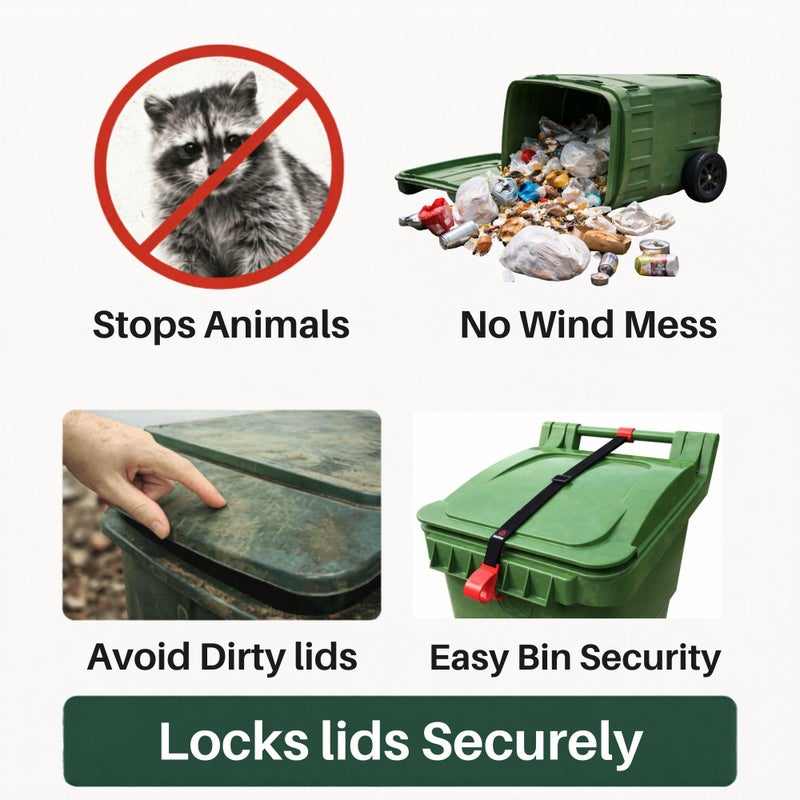 BinClaw Trash Can Lock for Animals Raccoon Proof Garbage Can Lock, Keeps Raccoons & Animals Out of Trash Bins, Heavy Duty Outdoor Lid Lock System - Image 3
