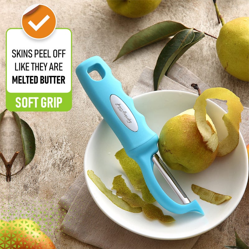 Spring Chef Premium Swivel Vegetable Peeler, Soft Grip Handle and Ultra Sharp Stainless Steel Blades - Perfect Kitchen Peeler For Veggie, Fruit, Potato, Carrot, Apple - Aqua Sky - Image 4