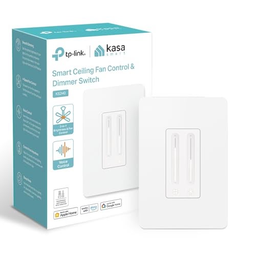 Kasa Smart Ceiling Fan Control & Dimmer Switch | Adjustable 4-Speed Fan & Brightness Control | Works w/Apple HomeKit, Alexa & Google Home | 2.4G Wi-Fi Only, Single Pole, Neutral Wire Required | KS240 - Image 1