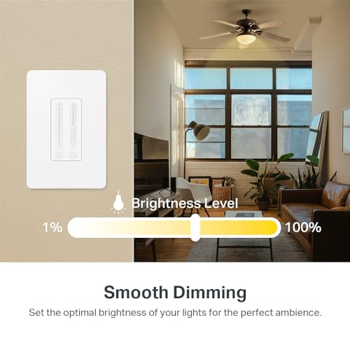 Kasa Smart Ceiling Fan Control & Dimmer Switch | Adjustable 4-Speed Fan & Brightness Control | Works w/Apple HomeKit, Alexa & Google Home | 2.4G Wi-Fi Only, Single Pole, Neutral Wire Required | KS240 - Image 3