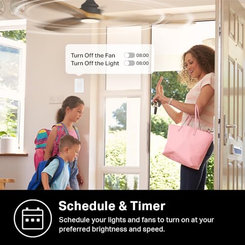 Kasa Smart Ceiling Fan Control & Dimmer Switch | Adjustable 4-Speed Fan & Brightness Control | Works w/Apple HomeKit, Alexa & Google Home | 2.4G Wi-Fi Only, Single Pole, Neutral Wire Required | KS240 - Image 5