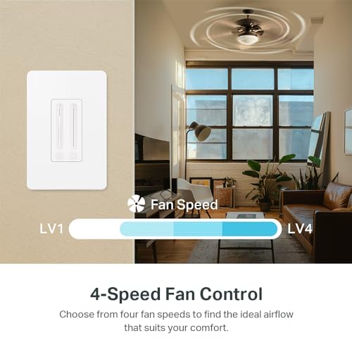 Kasa Smart Ceiling Fan Control & Dimmer Switch | Adjustable 4-Speed Fan & Brightness Control | Works w/Apple HomeKit, Alexa & Google Home | 2.4G Wi-Fi Only, Single Pole, Neutral Wire Required | KS240 - Image 2