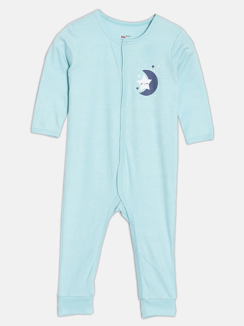 Broon Infant Girls White and Sea Blue Printed Organic Cotton Sleepsuit Pack of 2 - Image 3