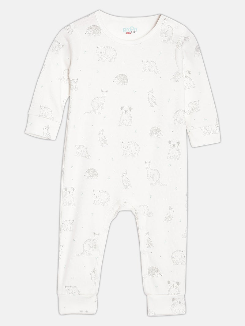 Broon Infant Girls White and Sea Blue Printed Organic Cotton Sleepsuit Pack of 2 - Image 2