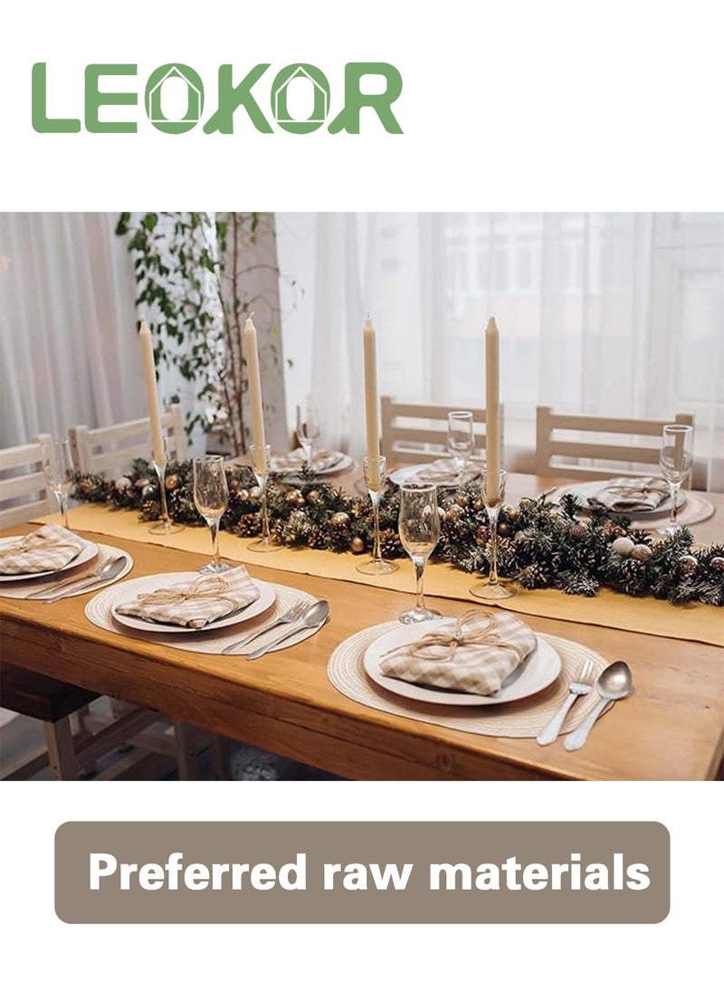 LEOKOR Oval Braided Placemats 6 Pcs Table Mats for Dining Tables Natural Woven Heat Resistant Place Mats Beige  - Image 4