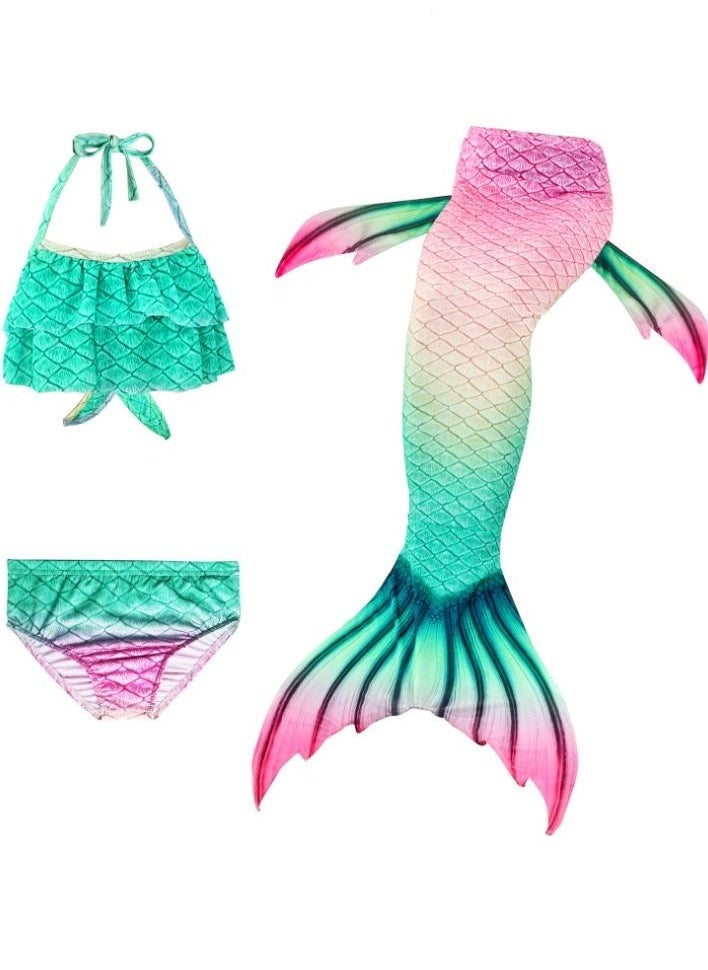 Cutie Cute Girl's Swimsuit Set 3 Pcs for Girls Swimming Swimsuits Princess Bikini Set for Toddler Big Girls Birthday Gift Without Fin(2-12 Years)  - Image 1