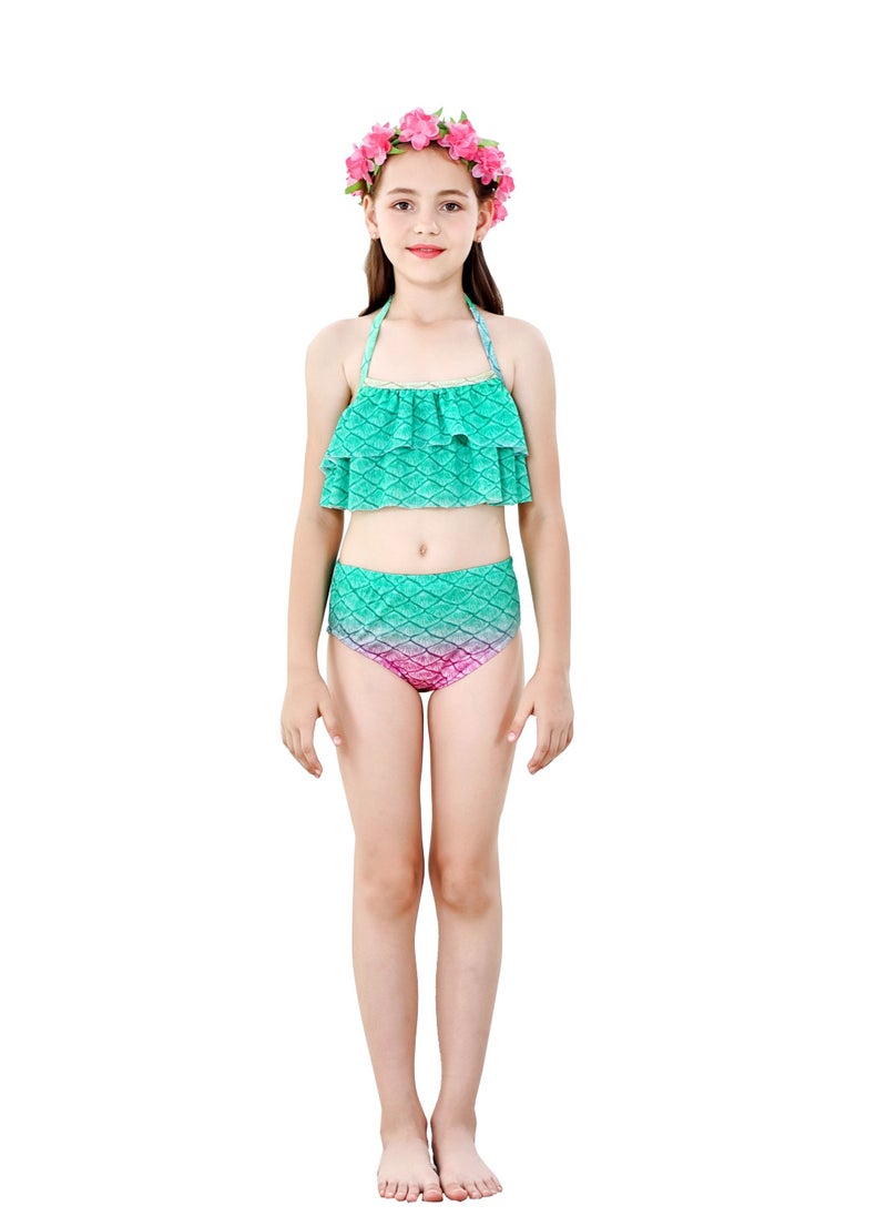 Cutie Cute Girl's Swimsuit Set 3 Pcs for Girls Swimming Swimsuits Princess Bikini Set for Toddler Big Girls Birthday Gift Without Fin(2-12 Years)  - Image 5