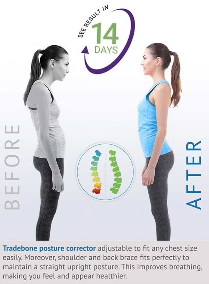 Captaintech Back Support Brace and Posture Correction Belt, Relieves Pain Stress and Fatigue with Neck Shoulder Clavicle and Spine Alignment, Reshape Your Body With This Back Straightener and Be Attractive, Fit - Image 2