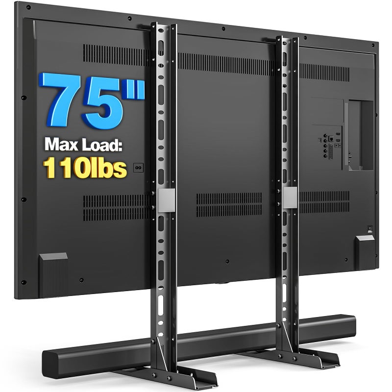 Rfiver Universal TV Stand for 20-75 inch Flat Curved TVs, Height Adjustable Table Top TV Stand, TV Feet with Cable Management,Steel Replacement TV Legs Holds up to 110 lbs, Max VESA 800x600mm, Black - Image 1