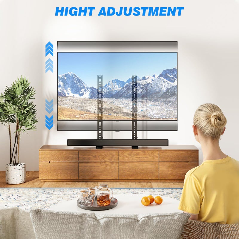 Rfiver Universal TV Stand for 20-75 inch Flat Curved TVs, Height Adjustable Table Top TV Stand, TV Feet with Cable Management,Steel Replacement TV Legs Holds up to 110 lbs, Max VESA 800x600mm, Black - Image 3