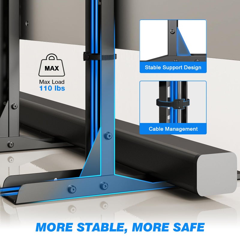 Rfiver Universal TV Stand for 20-75 inch Flat Curved TVs, Height Adjustable Table Top TV Stand, TV Feet with Cable Management,Steel Replacement TV Legs Holds up to 110 lbs, Max VESA 800x600mm, Black - Image 4