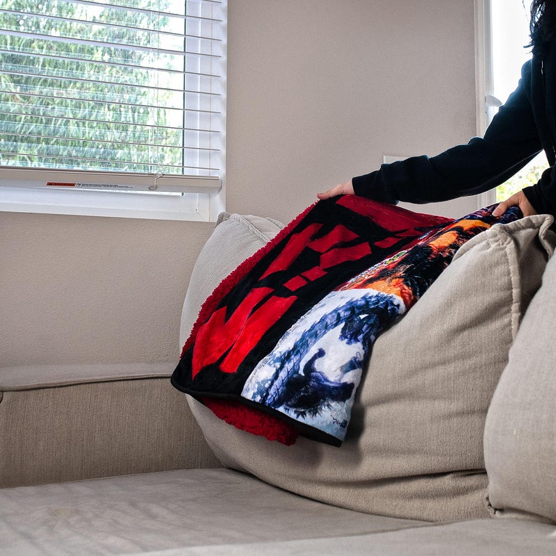 Godzilla Surreal Entertainment Godzilla Movie Poster Oversized Plush Throw Blanket | Cozy Sherpa Cover For Sofa  Bed Super Soft Fleece Official Kaiju Monster Gojira Collectible 76 x 54 Inches  Red  One Size - Image 4