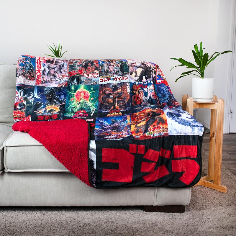 Godzilla Surreal Entertainment Godzilla Movie Poster Oversized Plush Throw Blanket | Cozy Sherpa Cover For Sofa  Bed Super Soft Fleece Official Kaiju Monster Gojira Collectible 76 x 54 Inches  Red  One Size - Image 2