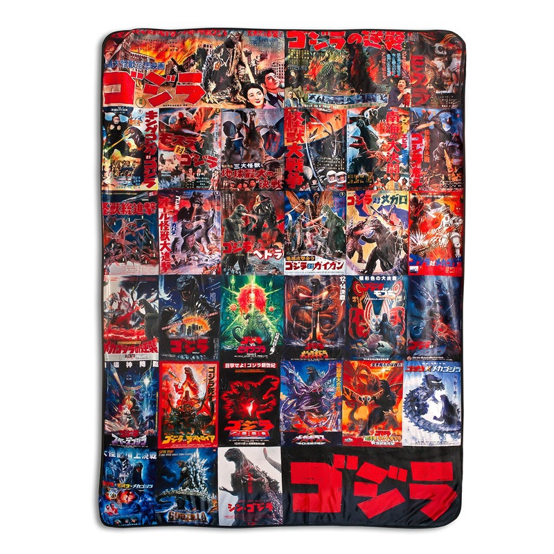 Godzilla Surreal Entertainment Godzilla Movie Poster Oversized Plush Throw Blanket | Cozy Sherpa Cover For Sofa  Bed Super Soft Fleece Official Kaiju Monster Gojira Collectible 76 x 54 Inches  Red  One Size - Image 1