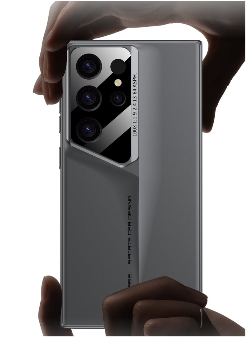 LEEKA - Samsung Galaxy S24 Ultra Ultra Slim Carbon Fiber Back Cover – New Sport Car Design with Luxury Fiber Camera Protection Case (Grey) - Image 1