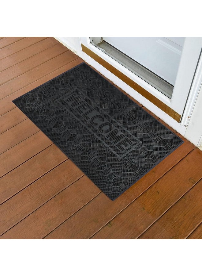STARNSTYLE Rubber Modern Anti Slip Door Mat Easy Clean Entry Way Welcome Doormat, Floor Mat, Rug Black, 40 x 60 cm Rectangular - Image 1