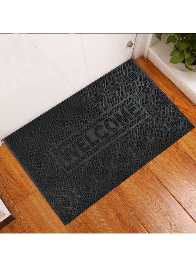 STARNSTYLE Rubber Modern Anti Slip Door Mat Easy Clean Entry Way Welcome Doormat, Floor Mat, Rug Black, 40 x 60 cm Rectangular - Image 3