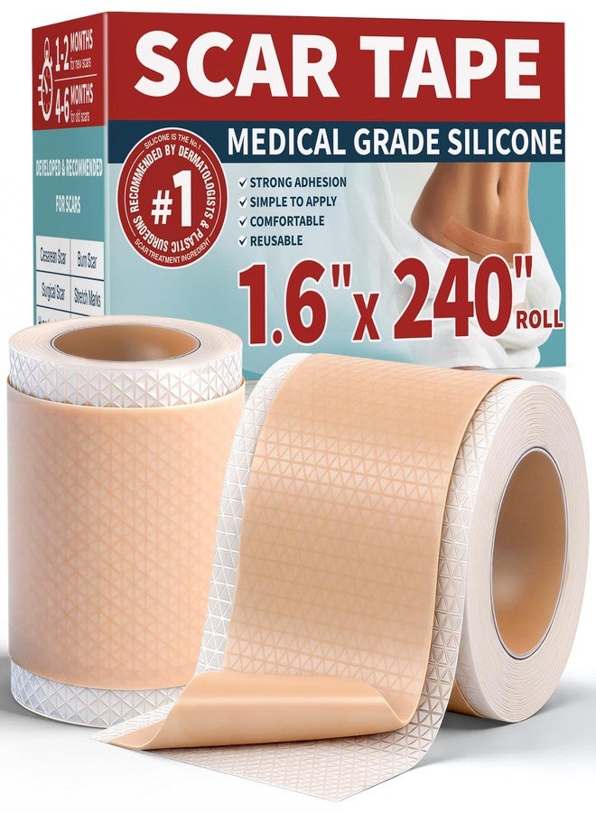 kindshine Silicone Scar Tape (1.6"x240"-6M,Silicone Scar Sheets for Scar Removal Treatment,Silicone Scar Removal Strips for Surgical,C-Section,Tummy Tuck,Keloid Scars - Image 1