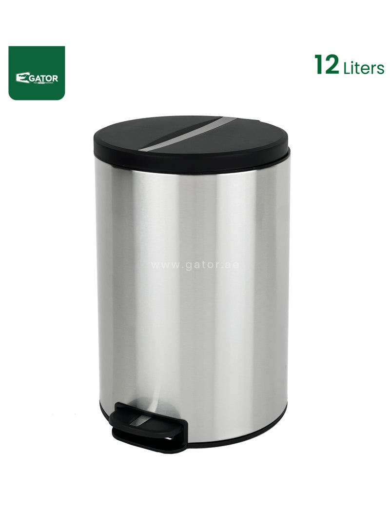 EKO EKO Stainless Steel  Bin with Pedal and soft closing lid 12L Silver - Image 1