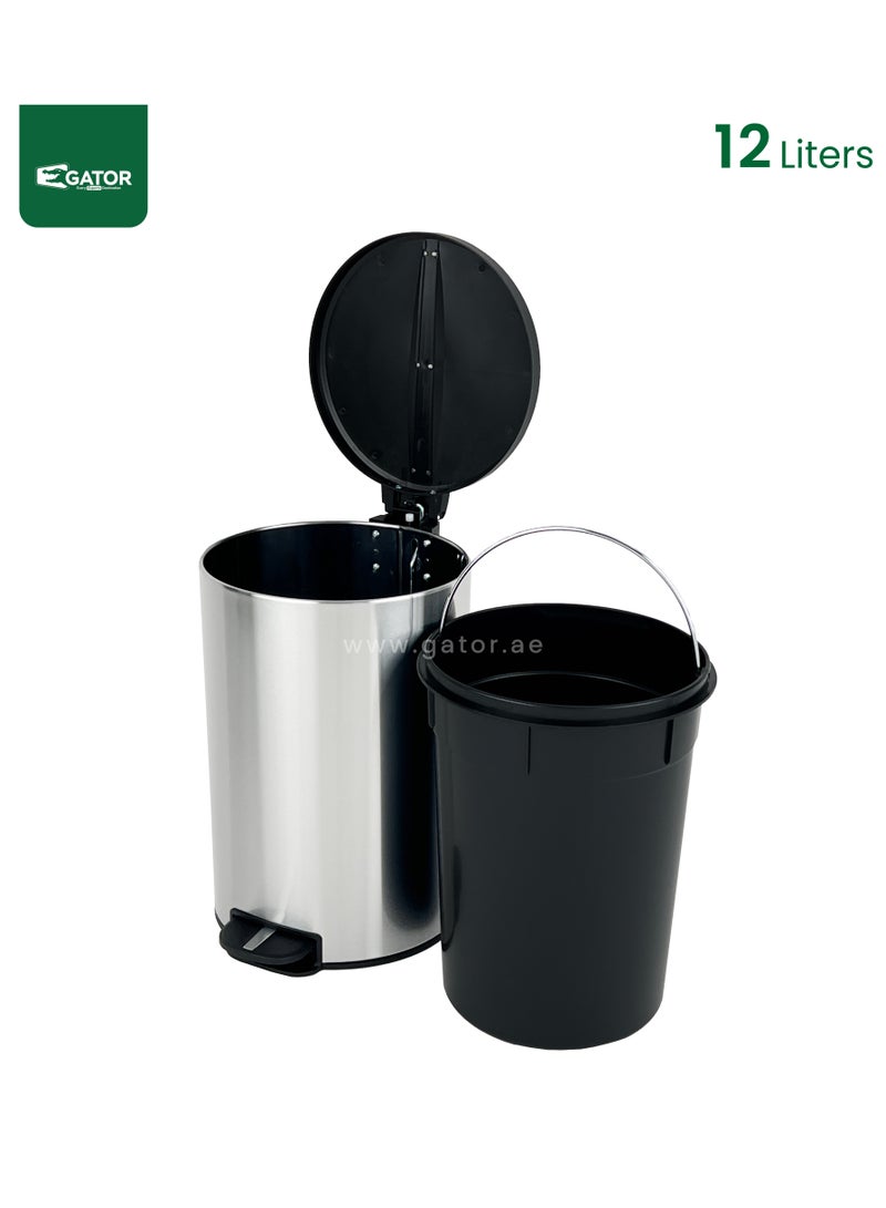 EKO EKO Stainless Steel  Bin with Pedal and soft closing lid 12L Silver - Image 3