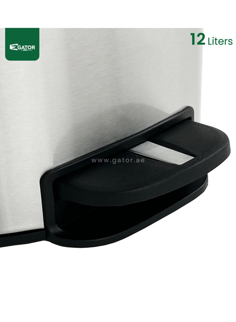 EKO EKO Stainless Steel  Bin with Pedal and soft closing lid 12L Silver - Image 4