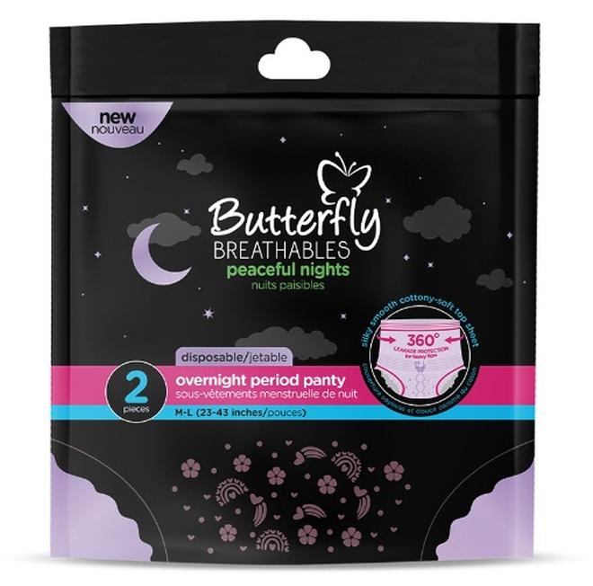 Butterfly Breathables Overnight Period Panty, Medium-Large, 2 Pieces - Image 1