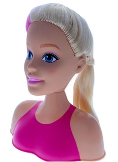 Just Play 2pc Barbie Doll Girls Mini Styling Head Pretend Play Dress Up Set Blonde JPMINSHDBAR1  - Image 4