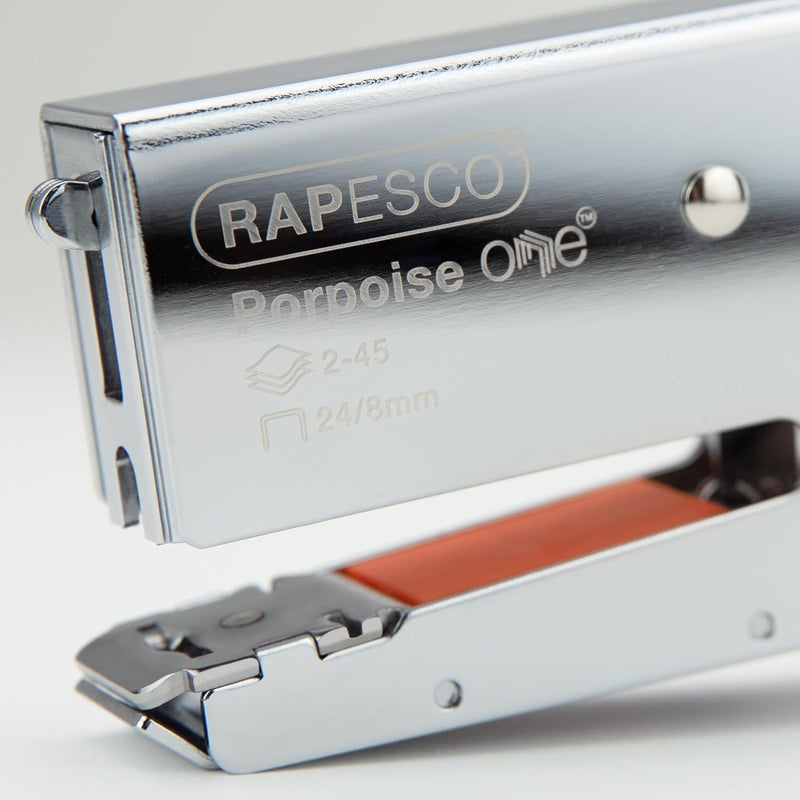 RAPESCO 1794 Porpoise ONE Bypass Stapling Plier with 1000 Staples, Type 24 High-Capacity 5/16", 45 Sheet Capacity, All Metal One Size Plier with Bypass Stapling System, Chrome - Image 3