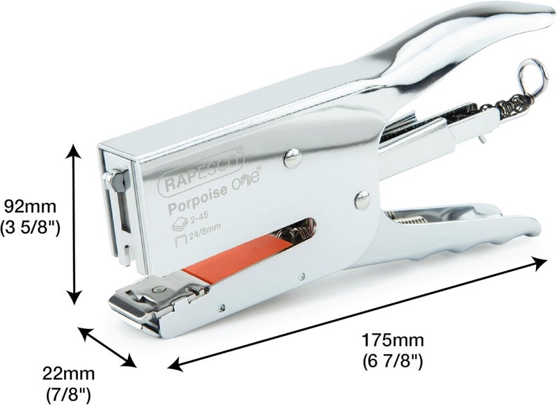RAPESCO 1794 Porpoise ONE Bypass Stapling Plier with 1000 Staples, Type 24 High-Capacity 5/16", 45 Sheet Capacity, All Metal One Size Plier with Bypass Stapling System, Chrome - Image 5